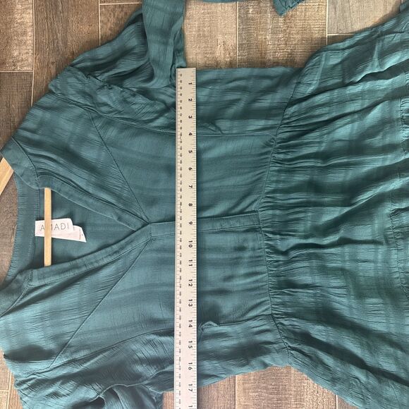 Amadi Anthropologie‎ Dress Small Green Rossi Tunic Ruffled Ruched Boho - Picture 7 of 10